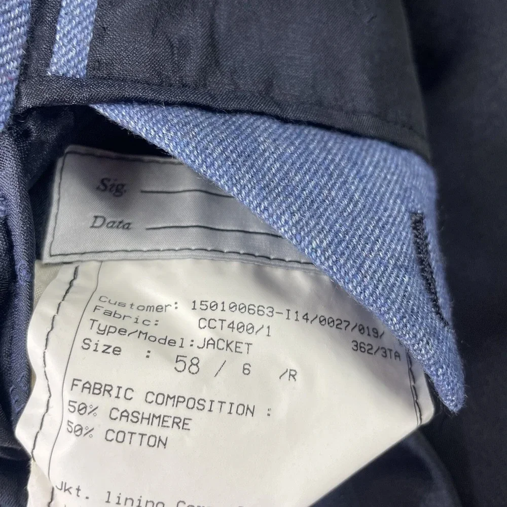 Stefano Ricci Recent‎ Blue Cashmere Cotton Fleece Mens Blazer Size 48R Mint